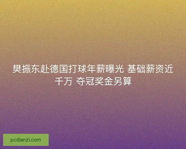 樊振东赴德国打球年薪曝光 基础薪资近千万 夺冠奖金另算 樊振东赴德国打球年薪曝光 基础薪资近千万 夺冠奖金另算
