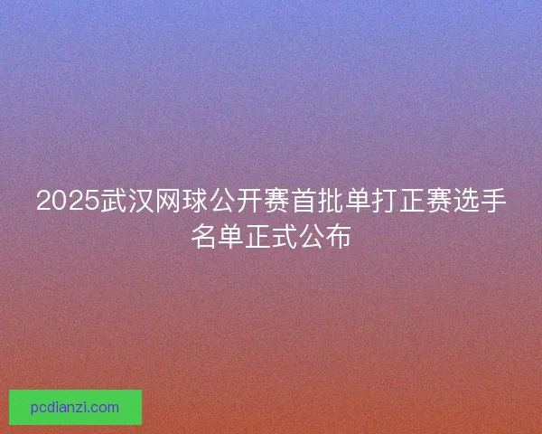 2025武汉网球公开赛首批单打正赛选手名单正式公布 2025武汉网球公开赛首批单打正赛选手名单正式公布